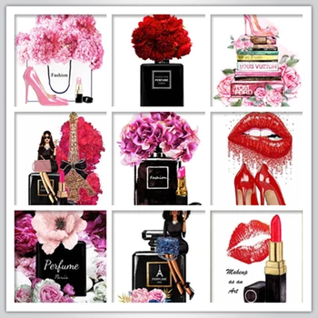 

Diamond painting full square round perfume lipstick high heels fashion art decoration 5D mosaic DIY diamond embroidery