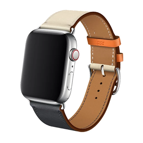 Кожаный ремешок для Apple watch band 4 5 3 44 мм 40 мм ремешок для часов One tour correa 42 мм 38 мм браслет iwatch аксессуары для ремешка - Цвет ремешка: 1-Blue and white