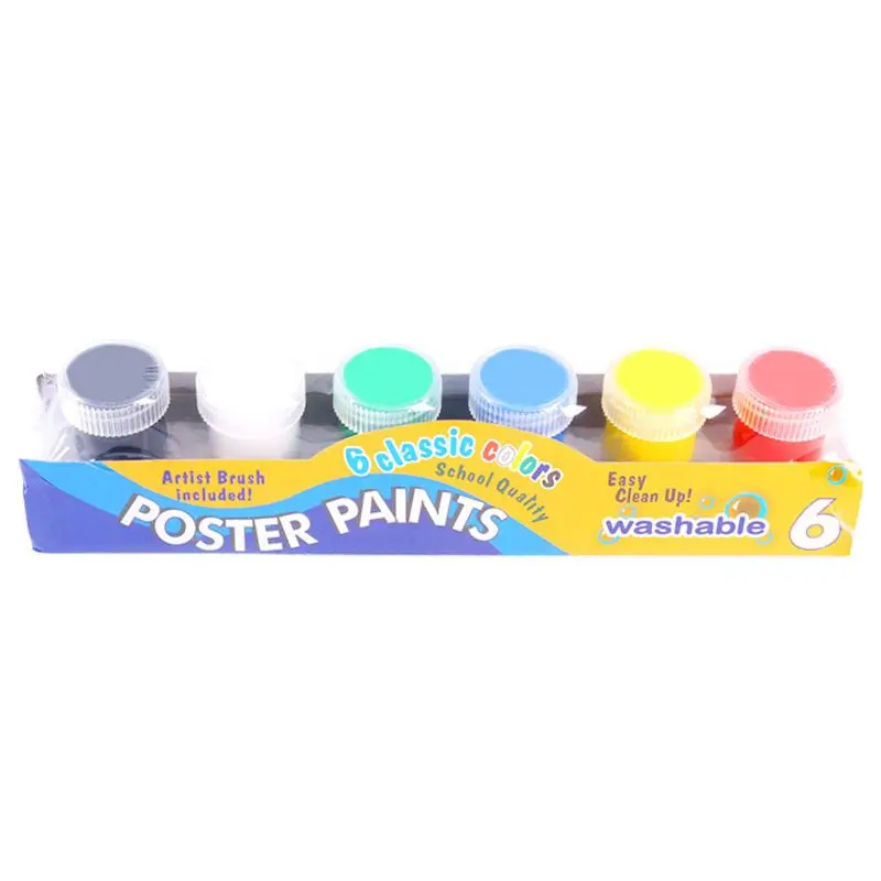 

20ml 6 Bright Colors Washable Gouache Paint for Kids School Finger Paint