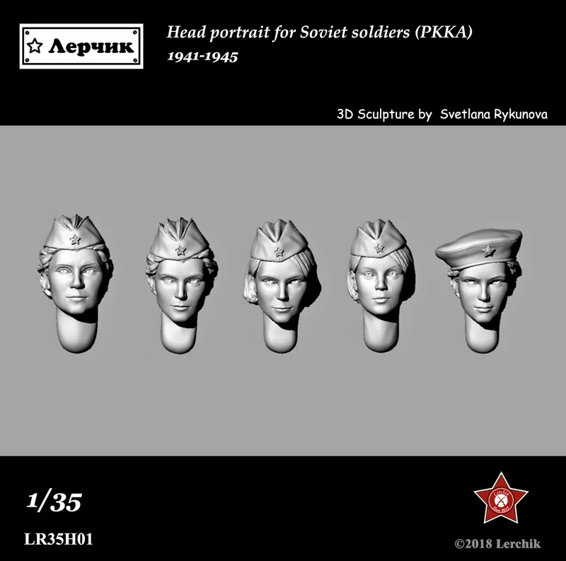 Lerchik LR35H01 1/35 советские красные женские головки PKKA 1941 1945 (5 шт.)|Наборы для сборки