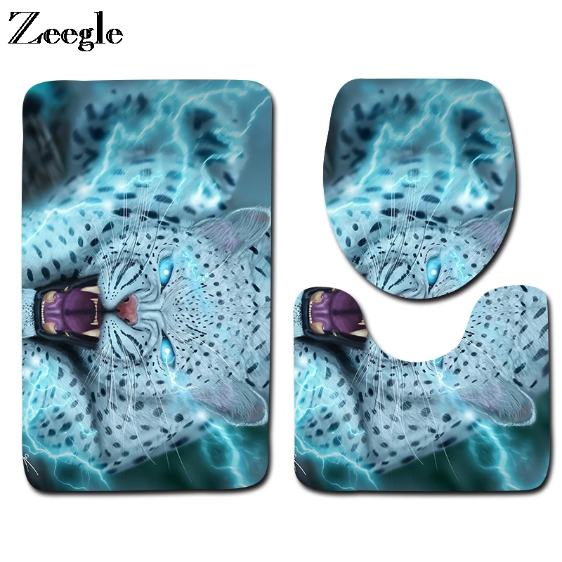 Zeegle Bath Mat Set Anti Slip Bathroom Doormat Shower Mat Absorbent Toilet Pedestal Rug Foot Mat Washable Soft 3pcs Toilet Set