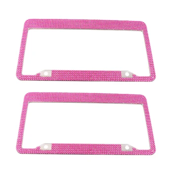 

2x 12''x6'' License Plate Frame Bling Rhinestone Crystal Diamond 7 Row Black/Sliver/Rose/Blue/Pink