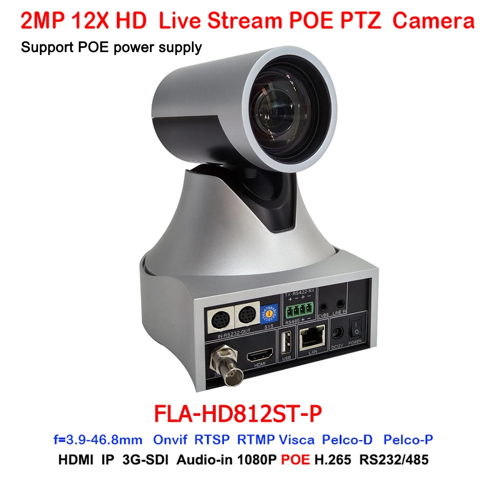 2MP 1080 P Indoor 72.5 Graden Brede Fov Ptz Video Conferencing Poe Ip Camera 12x Optische Zoom 60fps