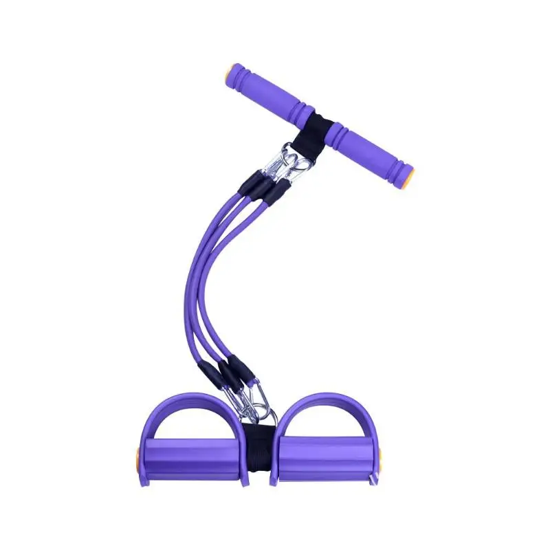 Йога 3 трубки Эспандеры тренажер для ног с педалями сидение тяга веревка хрустит дома фитнес оборудование спортивные педали - Цвет: Фиолетовый