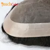 Men Toupee Durable Knots Hair Prosthesis Man Wig Natural Hair Mono&Lace Base Real Human Hair Wig NPU Replacement System Unit 2
