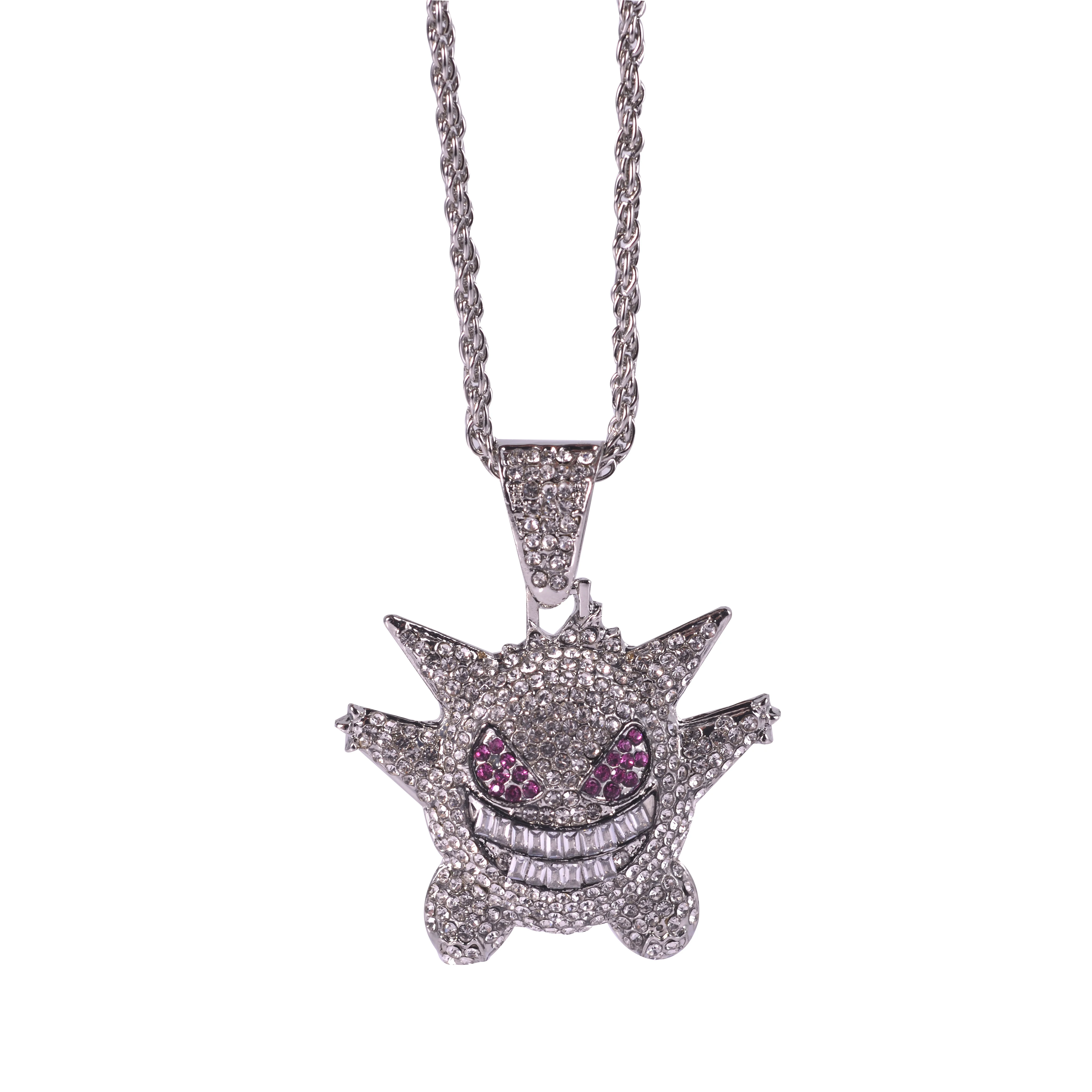 Золотое/серебряное ожерелье для мужчин и женщин, маска Gengar, Мультяшные персонажи, Очаровательная цепочка, CZ подвеска, ожерелье s, хип-хоп ювелирное изделие, Прямая поставка
