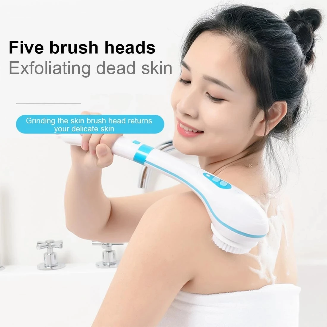 Dropship Electric Body Bath Brush, Rechargeable Back Brush Long Handle For  Shower With 5 Spin Shower Facial Brush Head Waterproof Silicone Body  Scrubber Exfoliating Deep Cleansing Brush For Women Men to Sell