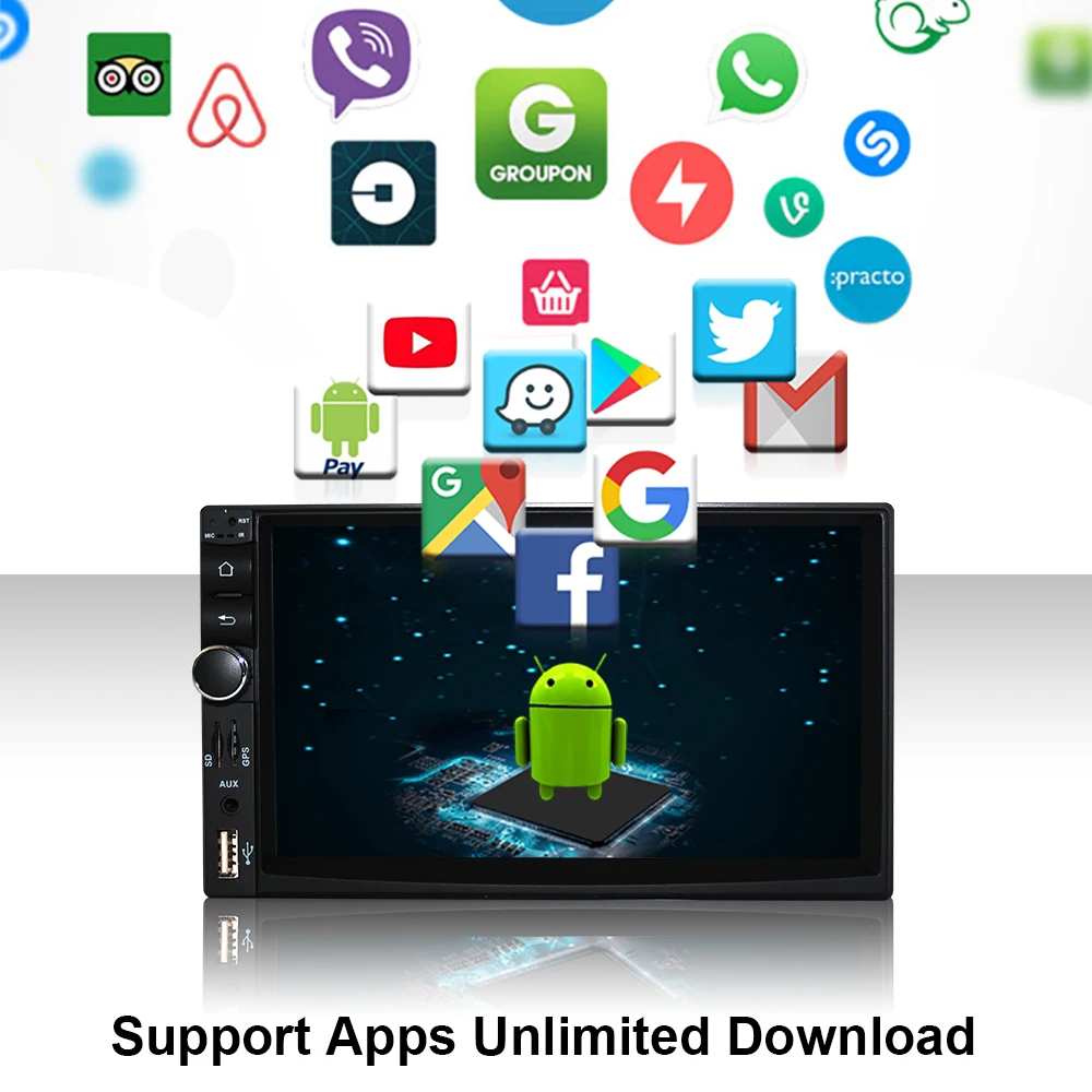 " автомобильное радио Android 9 для универсальной оперативной памяти 4 ГБ Автомобильный мультимедийный видео плеер gps DVR FM DAB wifi