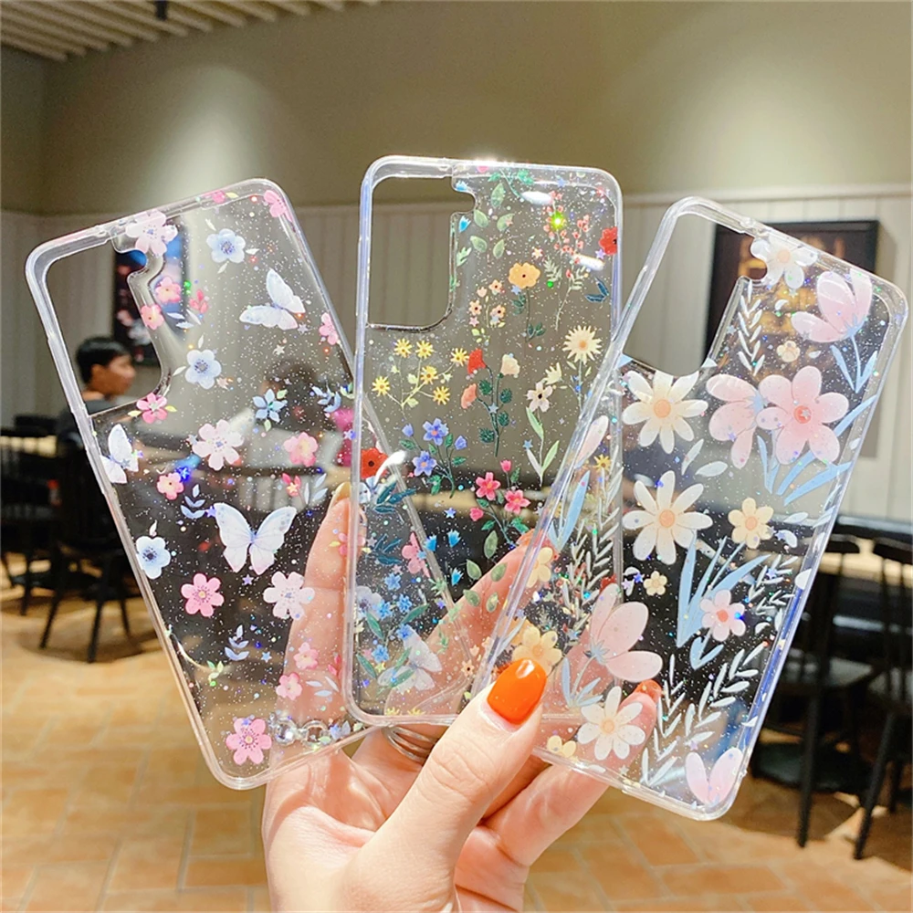 cute phone cases for samsung  Long Lanh Họa Tiết Hoạt Hình Dễ Thương Hoa Trong Suốt Mềm Mại Ốp Lưng Điện Thoại Samsung Galaxy S22 S21 S20 Plus FE Note 20 Cực A52 a72 A32 A50 A71 Bao samsung silicone