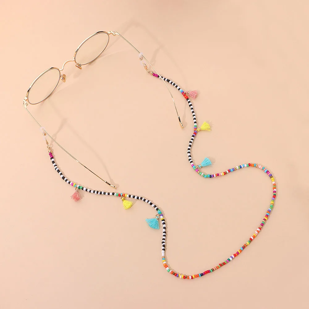 Glasses Chain Multi-color Beaded Anti-lost Lanyard Mask Strap Necklace Tassel Hanging