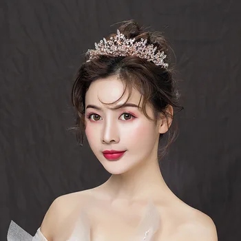 

Exquisite Handmade Crystal Crown Alloy Retro Ladies Crown Headdress