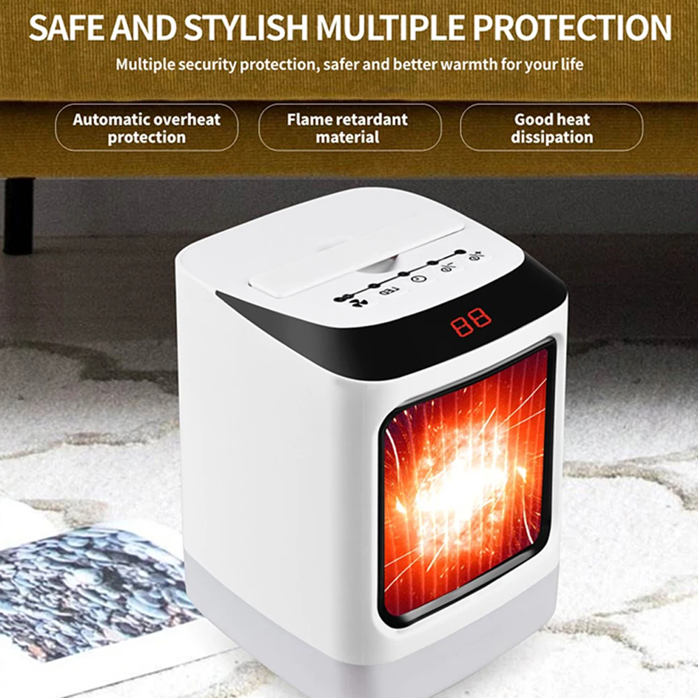 2-in-1800-1000W цифровой синхронный холодный теплый двухрежимный Настольный Обогреватель мини-обогреватель с светодиодный светильник с дистанционным управлением
