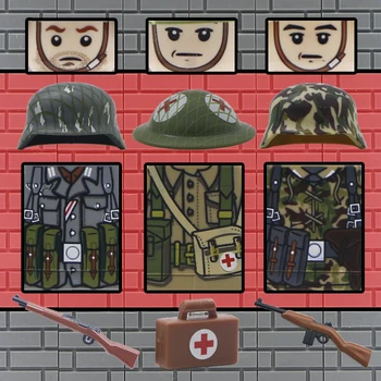 

WW2 German Soldier Figure Building Blocks Camouflage Army British US UK Medical Soldiers Military MOC Bricks Toys For Children
