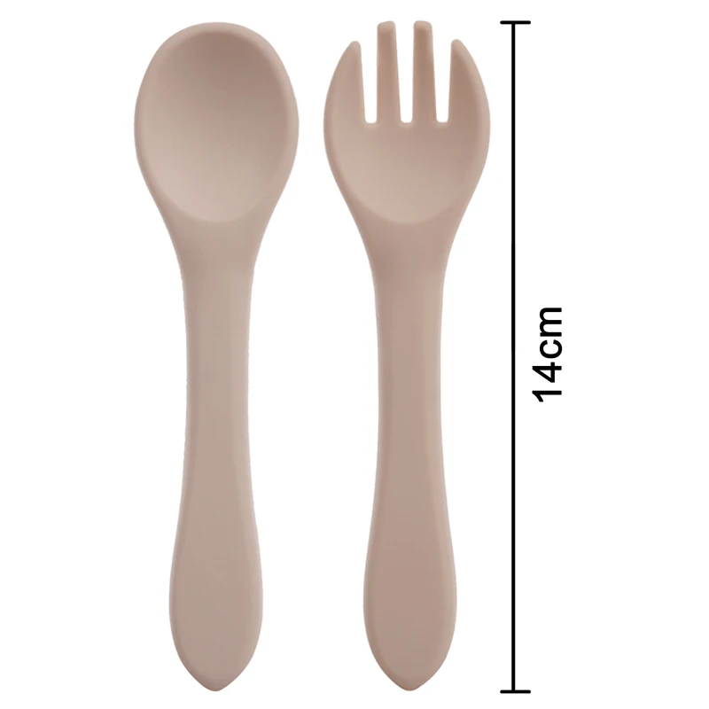 BPA Free Soft Silicone Spoon Fork Baby Feeding Solid Food Spoon Toddlers Infant Accessories Dishes Tableware For Children 3