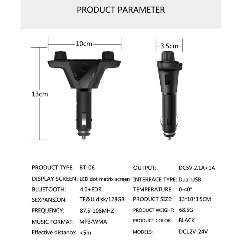 VicTsing BT06 FM Bluetooth 4,0 передатчик MP3 плеер Handsfree Bluetooth автомобильный комплект радио аудио адаптер с двойным зарядным портом