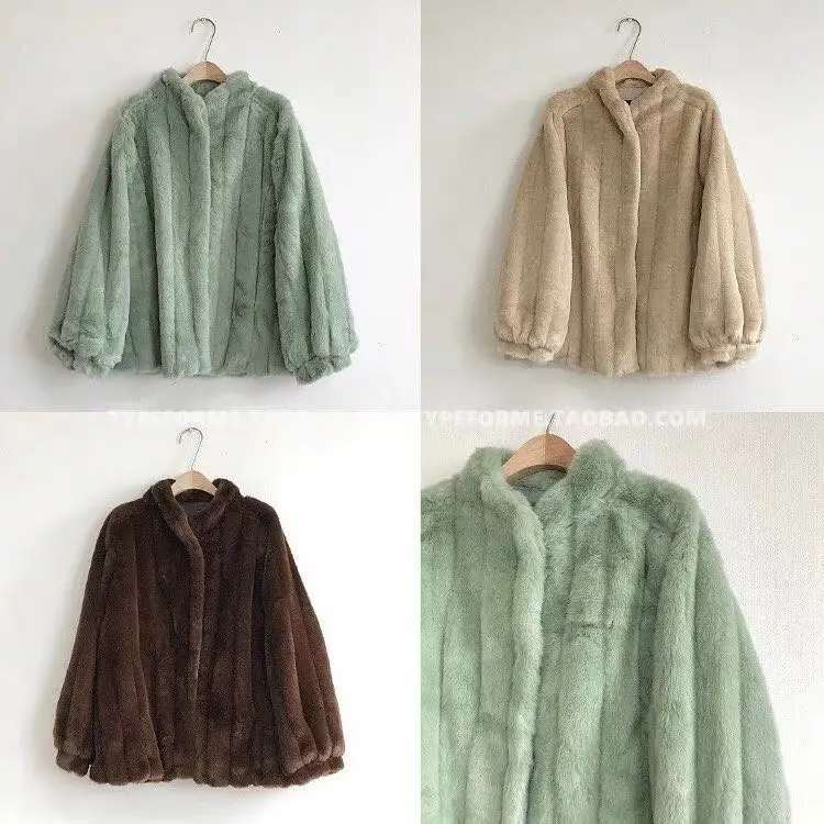 Dark green Зимняя шуба из искусственного меха норки, новинка, средней длины, Толстая Шуба из искусственного меха, шуба с вертикальными полосками, отлично подходит для женщин - Цвет: Dark green