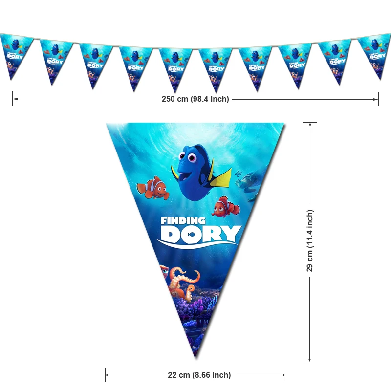 В поисках Дори день рождения поставка украшений для вечеринок Немо тема посуда бумажные стаканчики баннеры шляпы ткани - Цвет: banner