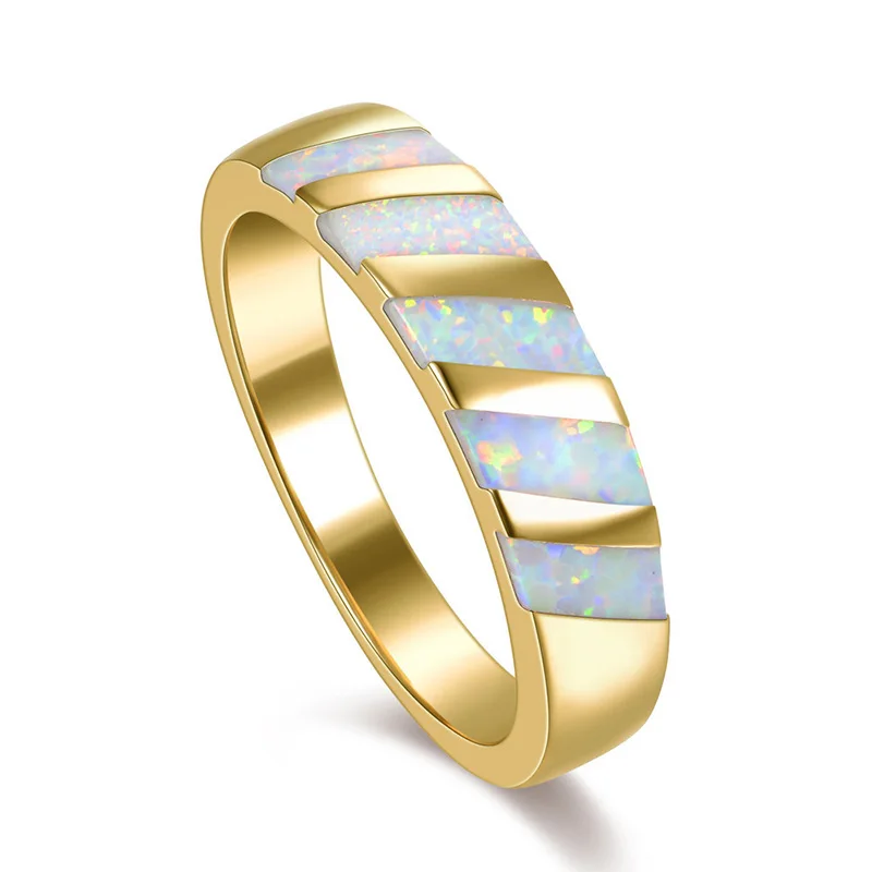 

RE Real Gold 18K Yellow Gold Fire Opal Ring Copper-plated Real Gold Filled High quality Wedding Ring Fashion Jewelry Women Ring