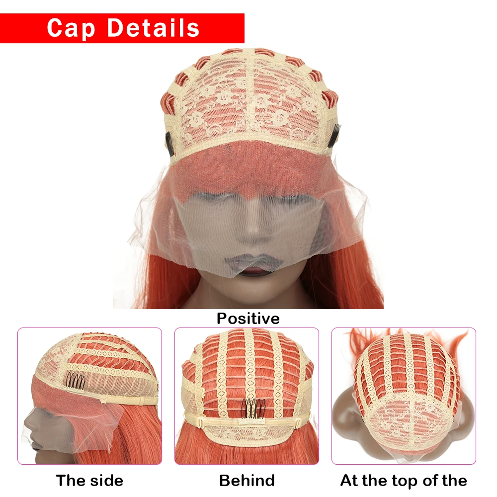 Длинный прямой парик для косплея, синтетический парик на кружеве, предварительно выщипанный с детскими волосами, красный бесклеевой парик для черных/пишущих женщин