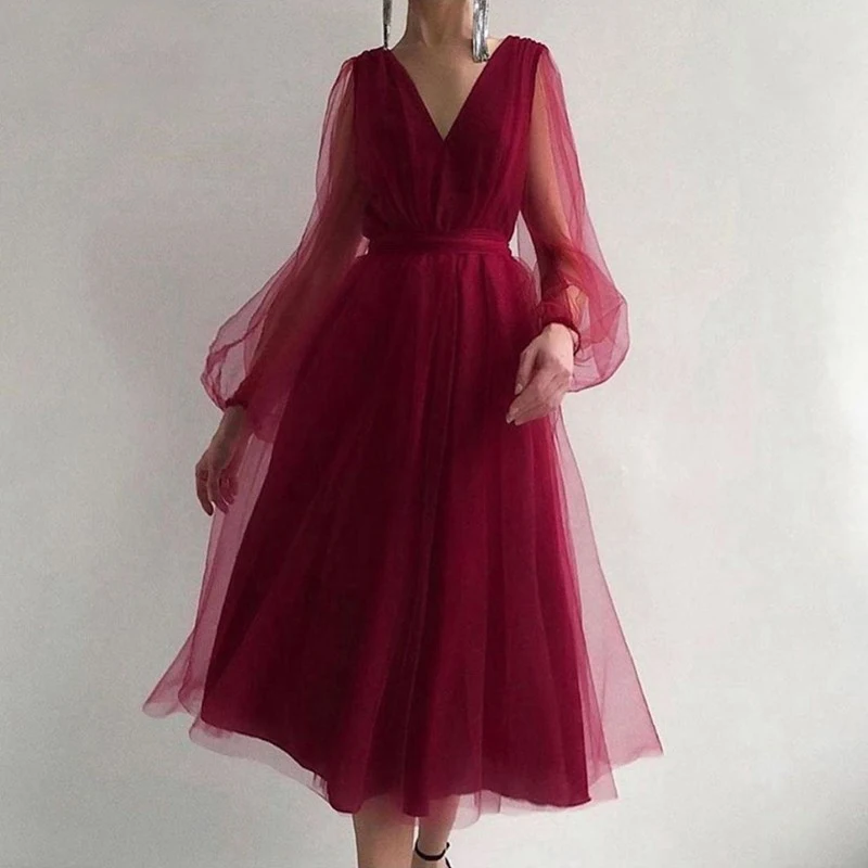 2021 Spring long puffy sleeves Evening Dress Bodice Vintage Formal Gown Vestido De Festa Prom Dress short коктейльные платья