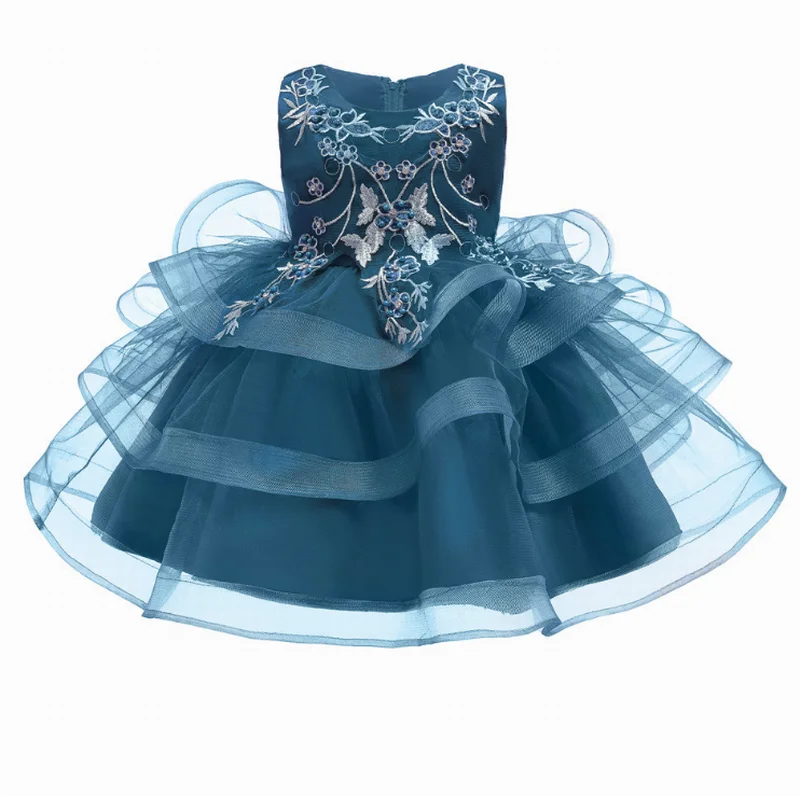 Платья-пачки с вышивкой Многослойные пышные газовые платья принцессы без рукавов для девочек, детская одежда От 3 до 8 лет, E8755 - Цвет: 10