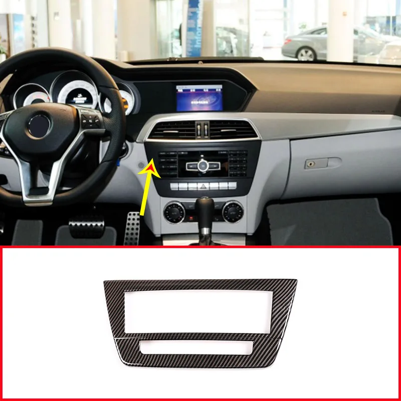 Углеродное волокно стиль ABS центральной консоли CD украшения Рамка отделка для Mercedes benz C Class W204 2011 2012 2013 год аксессуары