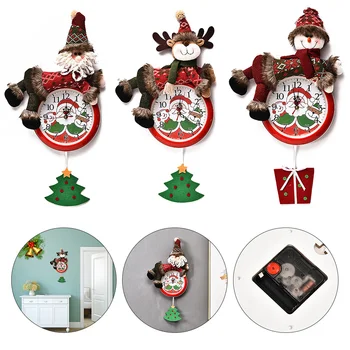 

Lovely Santa claus/snowman/elk Wall Clock Hanging Vintage Craft 3D Mute Clock Wall Clock for Home Office Christmas Decor 2020