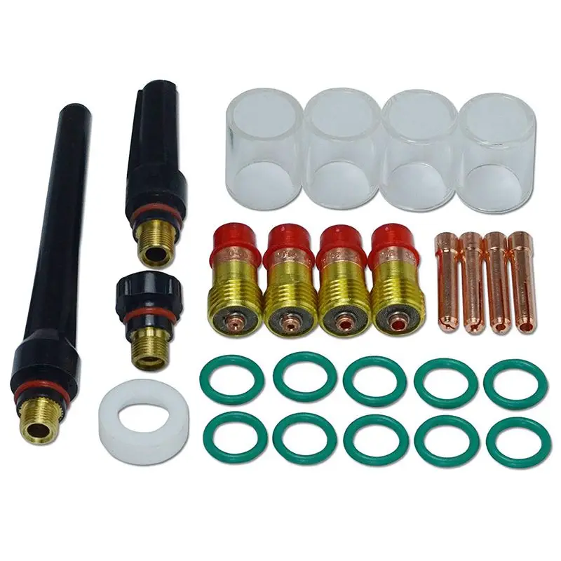 TIG Stubby газовый объектив#10 Pyrex Cup Kit DB SR WP 17 18 26 TIG сварочный фонарь 26 шт