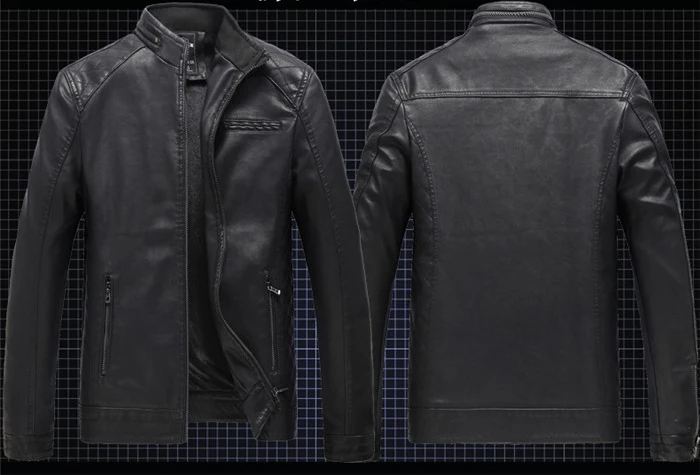 Fashion Leather Jacket Men Autumn Winter Fleece Warm Liner Leather Coat Men Stand Collar Plus Size L-6XL Motorcycle Jacket Men