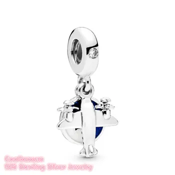 

2019 Summer Original 100% 925 Sterling Silver Propeller Plane Dangle Charm beads Fits Pandora bracelets Jewelry Making