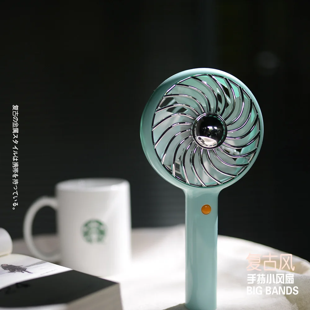 

Big Bands Fragrance Retro Small Handheld Fan Portable USB Rechargeable Electric Fan Cute Portable Small Desk Fan