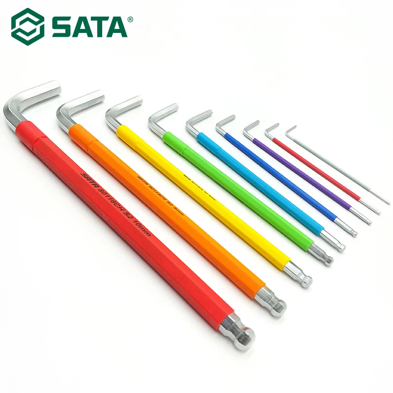 SATA 9 шт Красочный Портативный шестигранный ключ набор шаровой конец шестигранный гаечный ключ l-образный шестигранный ключ торцевой ключ набор 09101CH