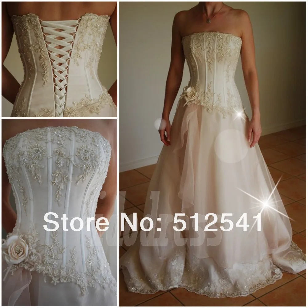 Модное платье без бретелей de mariee Bones Flower vestido de noiva с бусинами и кружевной аппликацией, а-силуэт, свадебные платья, свадебные платья