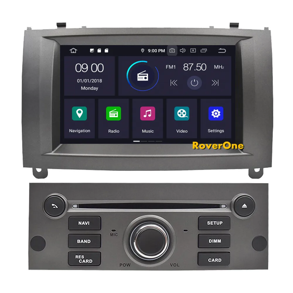 Top RoverOne Android 9.0 Car Multimedia Player For Peugeot 407 2004-2010 Radio Stereo DVD GPS Navigation For Peugeot 407 Head Unit 3