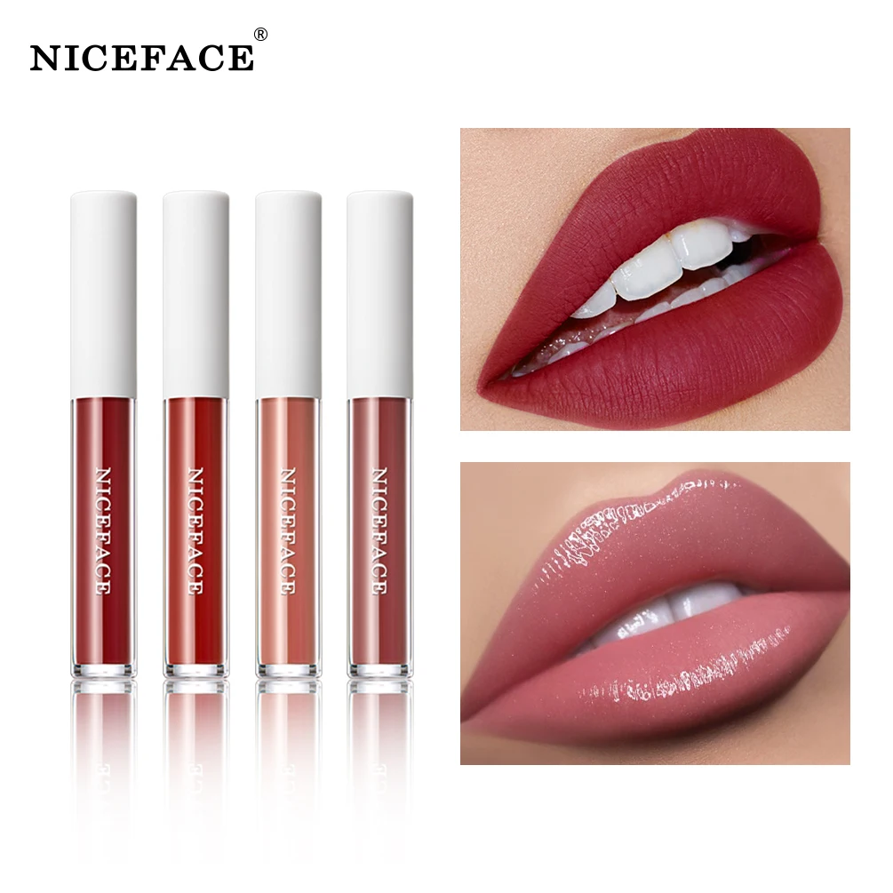 NICEFACE 6 цветов/коробка жидкость цвета "нюд" губная помада комплект с База под