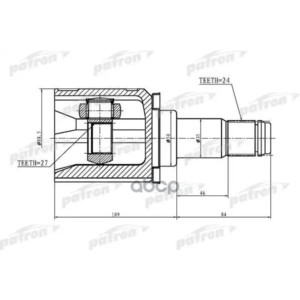 Шрус Внутренний Левый 24x50x27 Toyota Camry Acv30/Mcv30 01-06 PATRON арт. PCV1427