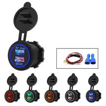 

2019 NEW Waterproof QC 3.0 Dual 2 USB Port Motorcycle Car Charger Socket for Mobile Cell Phone GPS USB Charger Power Socket X6HA