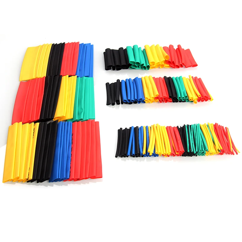328 Pcs 5 Colors 8 Sizes Assorted 2:1 Heat Shrink Tubing Wrap Sleeve Kit TSUS