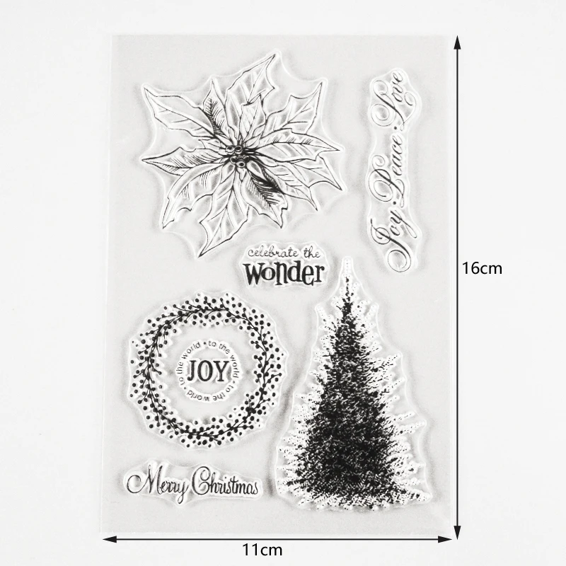 Рождественская елка прозрачные штампы цветок Венок штампы для скрапбукинга силиконовые прозрачные штампы