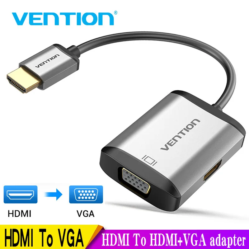 Vention Adattatore Da Hdmi A Vga Convertitore Da Cavo Audio Hdmi Maschio A Vga Felame Hd 1080P Con Jack 3.5 Per Proiettore Box Pc Portatile Ps4