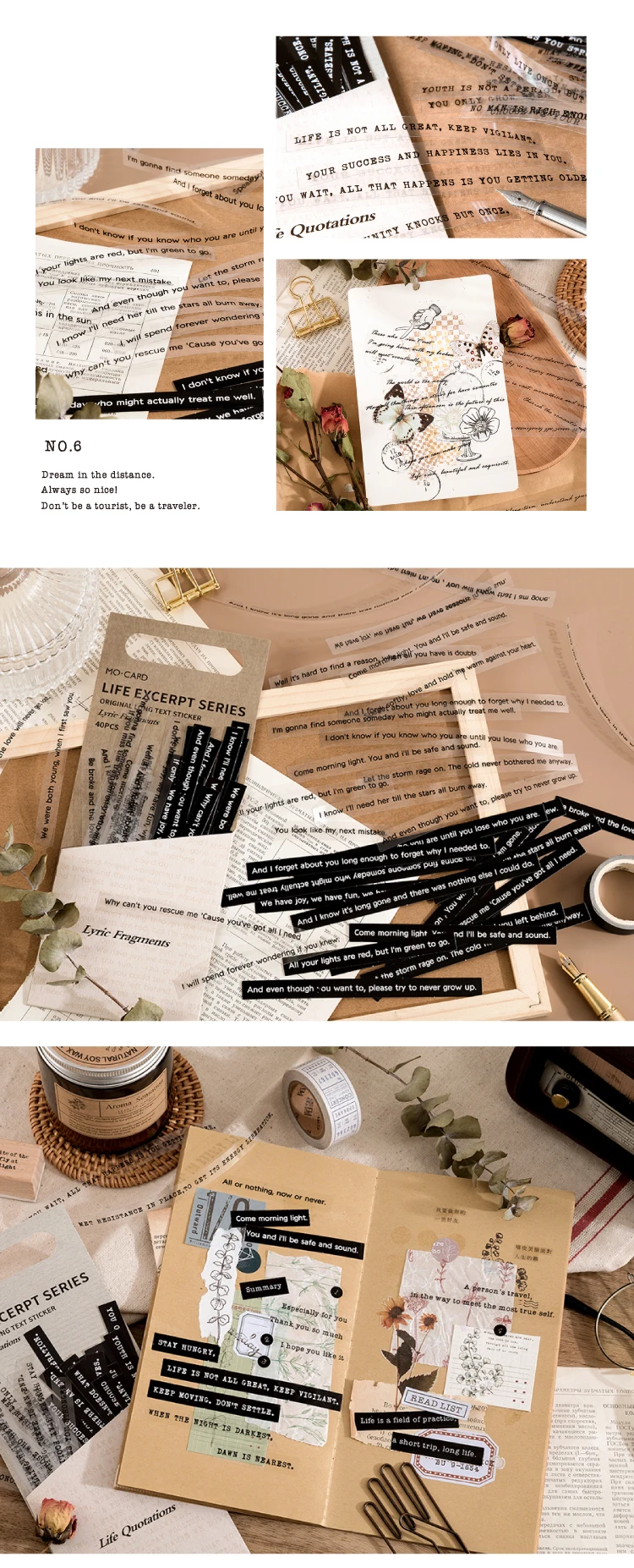 Mr.paper 8 Design Strip Sticker Pack Life Excerpt Series Scrapbook Planner Decoration Stationery Sticker