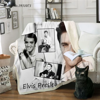 

NEW Elvis Presley 3D Printed Fleece Blanket for Beds Thick Quilt Fashion Bedspread Sherpa Throw Blanket Adults Kids 03