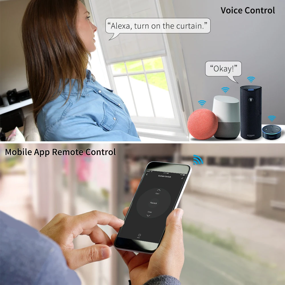 Cego para o Obturador do Rolo Controle de Voz Tuya Vida Inteligente Cortina Interruptor Motor Elétrico Google Casa Alexa Siri Faça Você Mesmo wi fi - Image 4