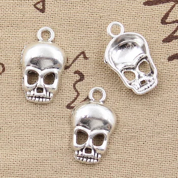 

12pcs Charms Skull Skeleton Head 25x15mm Antique Silver Color Pendants DIYCrafts Making Findings Handmade Tibetan Jewelry