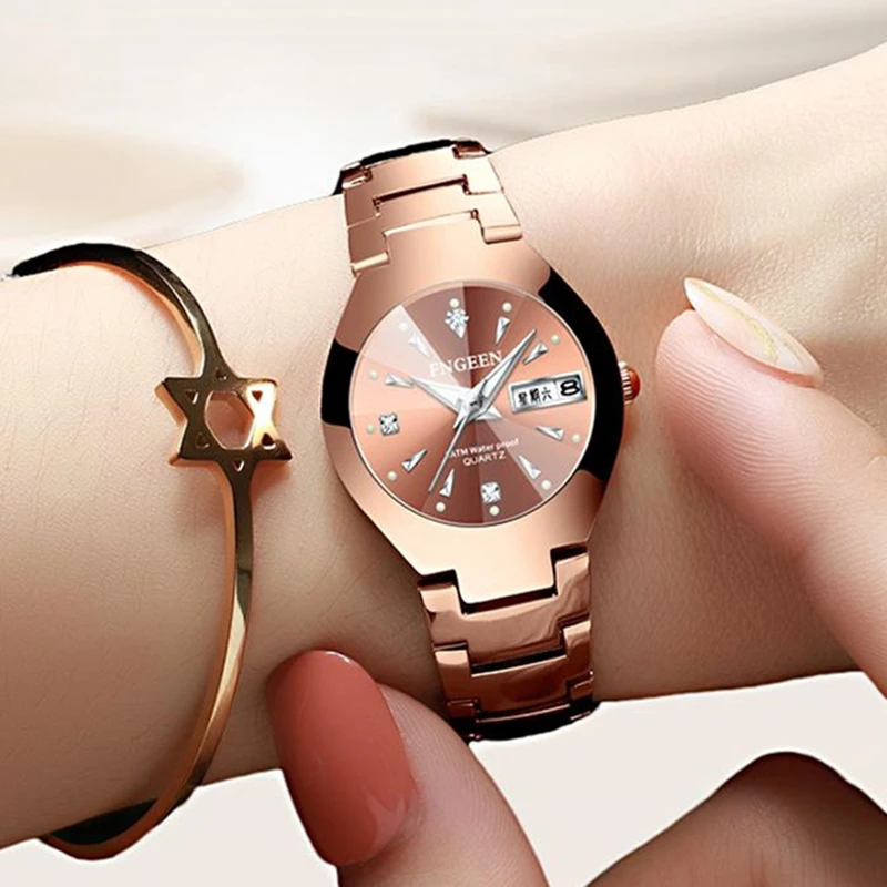 

FNGEEN Brand Rose Gold Couple Quartz Watch Men Women Fashion Wrist Watches