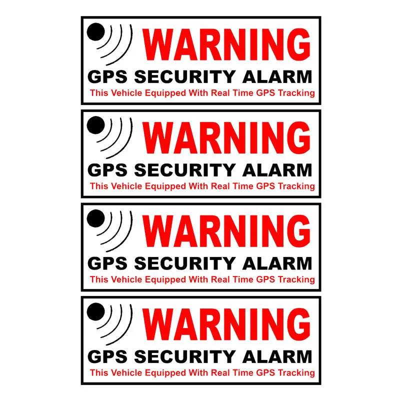 

4X Car Sticker WARNING GPS SECURITY ALARM Motorcycle Decals Windshield Vinyl Cover Scratches Waterproof PVC 3.8cm X 10.5cm