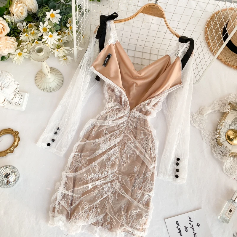Весенне летняя женская одежда 2020 Сексуальное Кружевное облегающее платье для