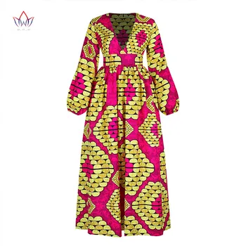 

Polyester New Aafrican Dresses for Women Bazin Style Femme African Clothes Graceful Lady Print Wax Plus Size Party Dress WG129