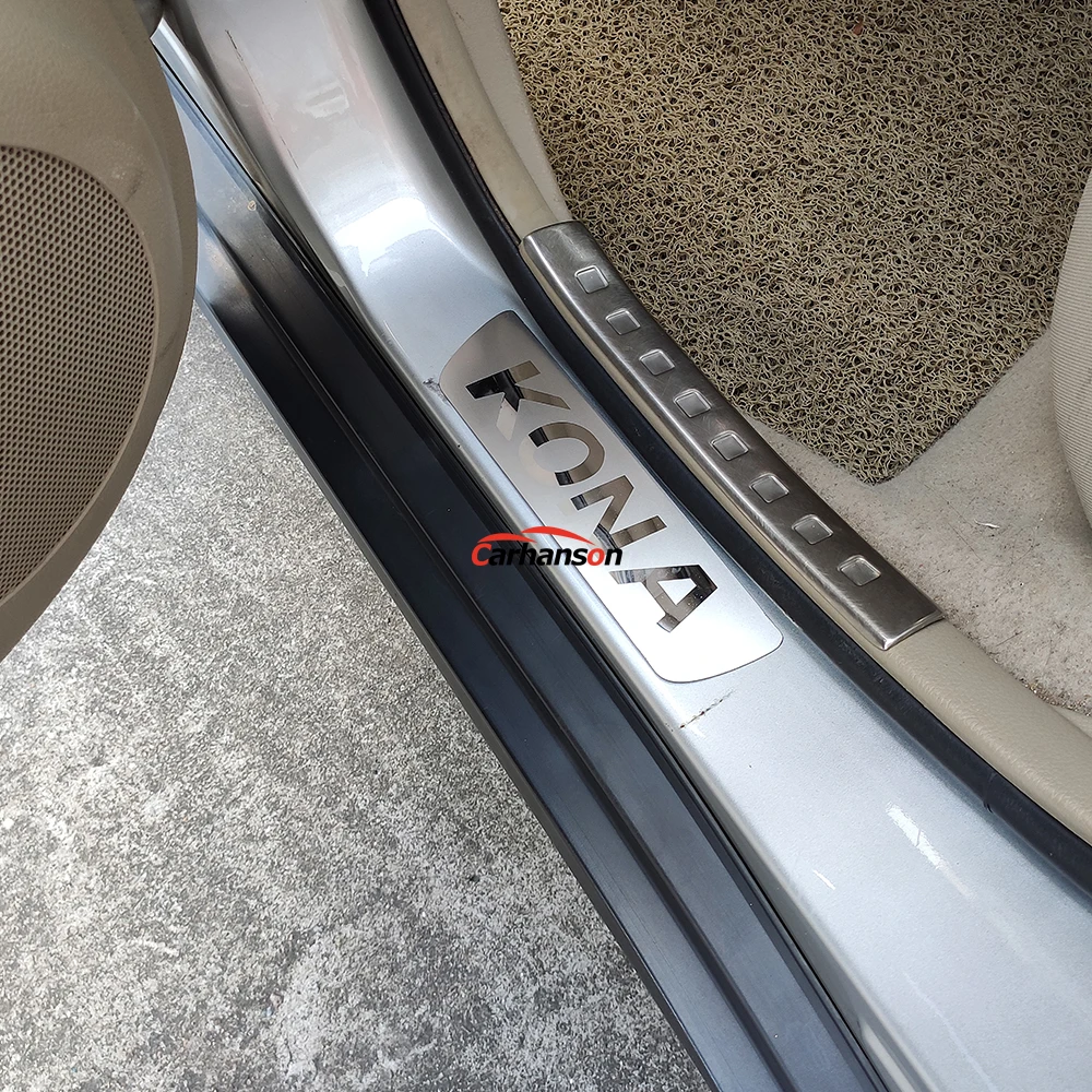 Для стайлинга автомобилей hyundai kona аксессуары ультра-тонкий нержавеющая сталь порога Накладка протектор Авто Наклейка