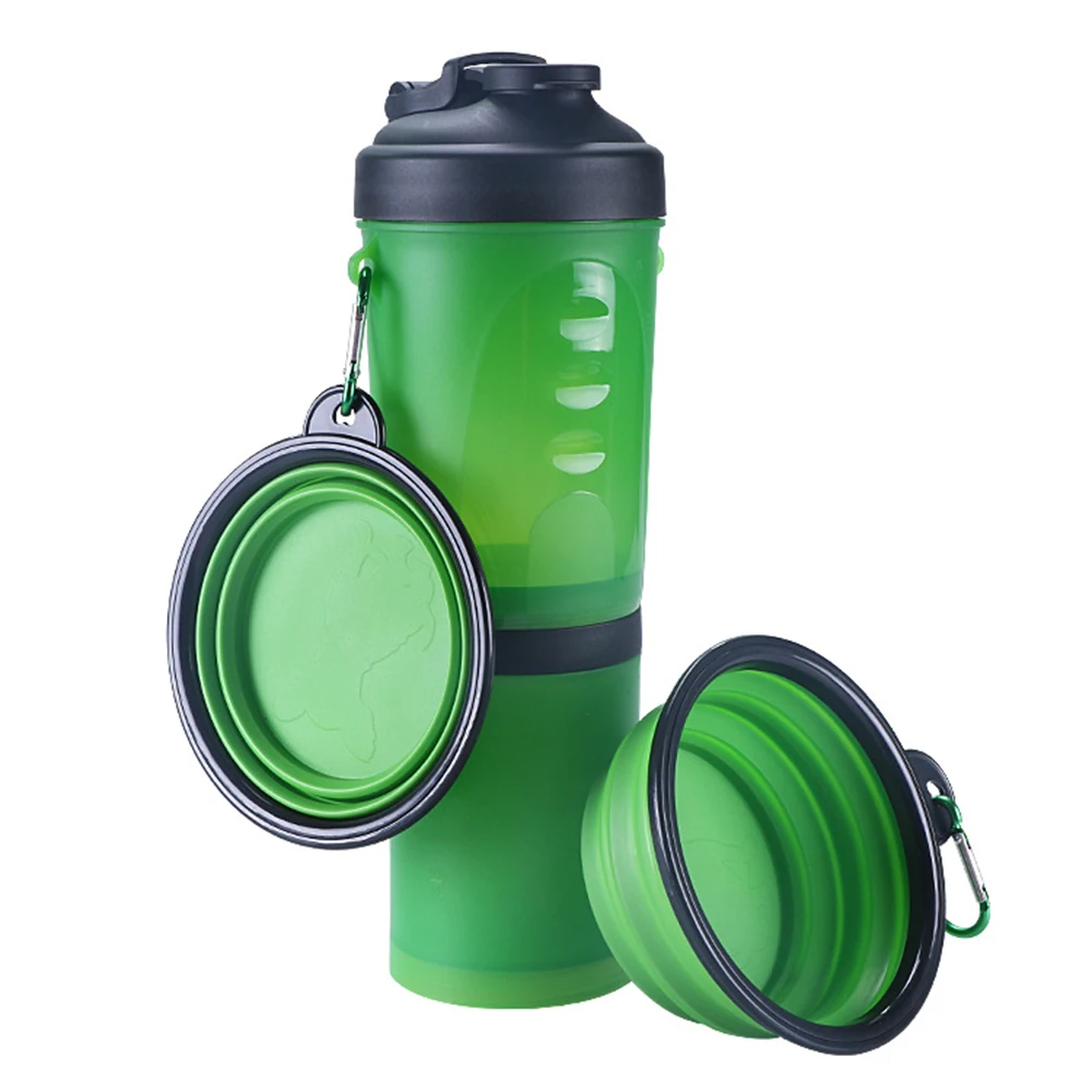 2 In 1 Pet Feeder Dog Water Bottle Collapsible Dog Food Grade Bowl
